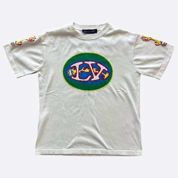 Louis Vuitton White Baseball Graphic Intarsia T-Shirt
